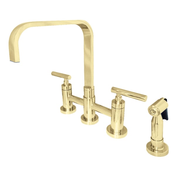 Manhattan 2-Handle Kitchen Faucet W/Brass Side Sprayer, Brass
